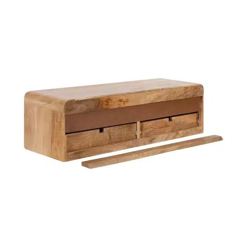 Table console flottante en bois, naturel, 30x10x9