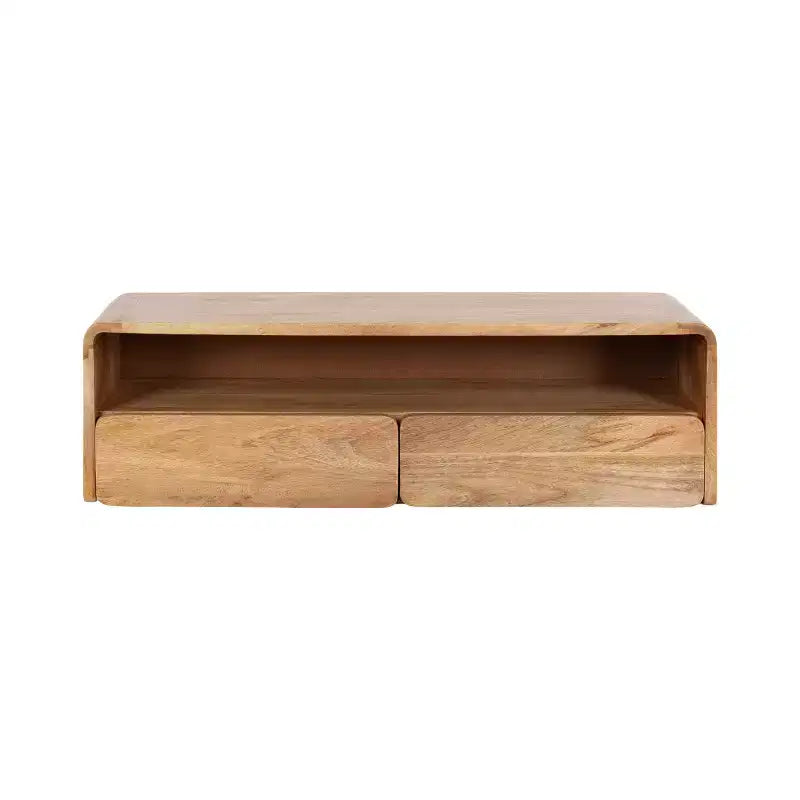 Table console flottante en bois, naturel, 30x10x9