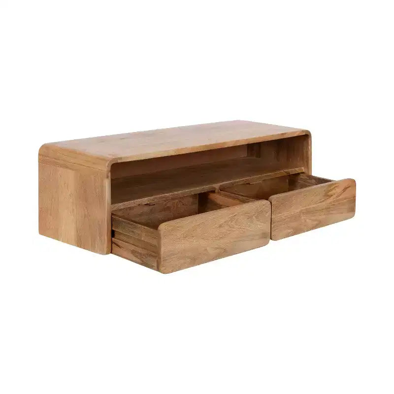 Table console flottante en bois, naturel, 30x10x9