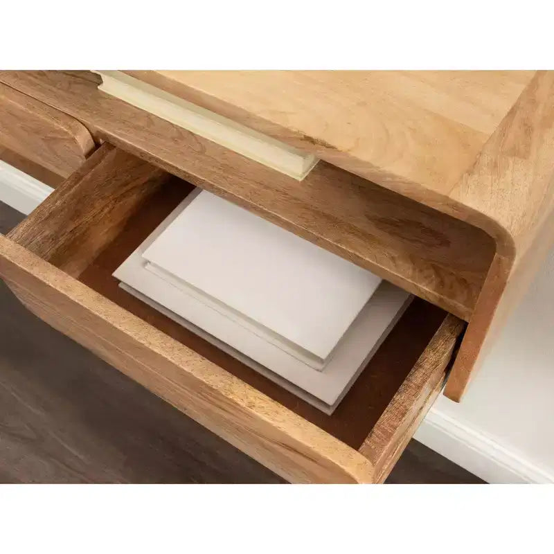 Table console flottante en bois, naturel, 30x10x9