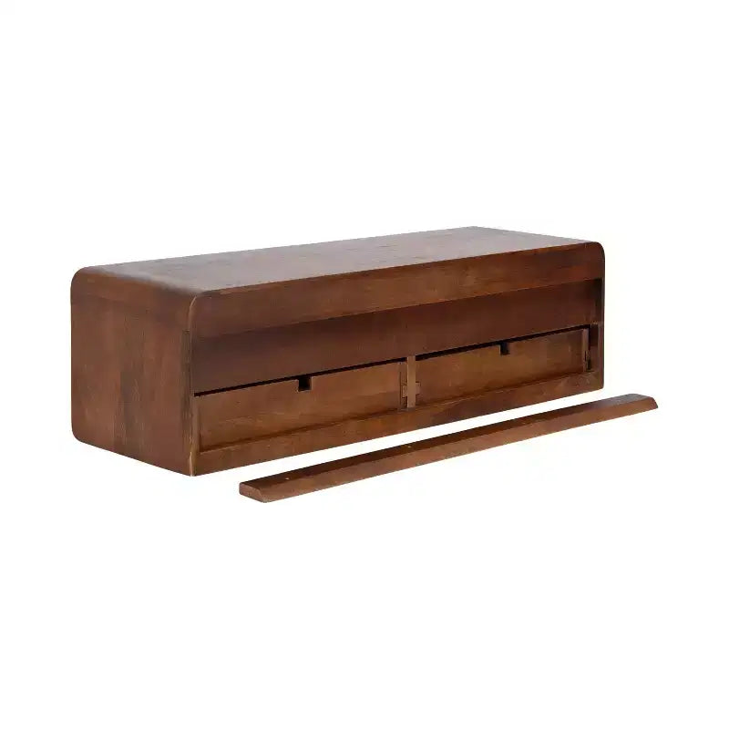 Console murale flottante en bois, noyer marron, 30x10x9