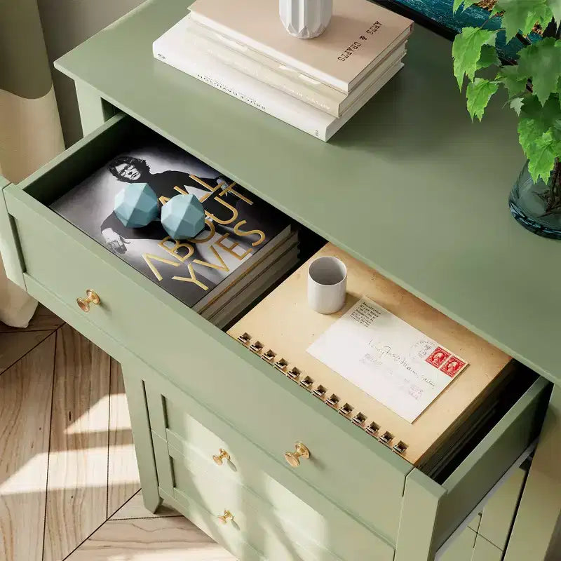 Commode à 5 tiroirs pour chambre à coucher, chiffonnier haut en bois avec rangement profond et poignées en métal, organiseur d'entrée moderne