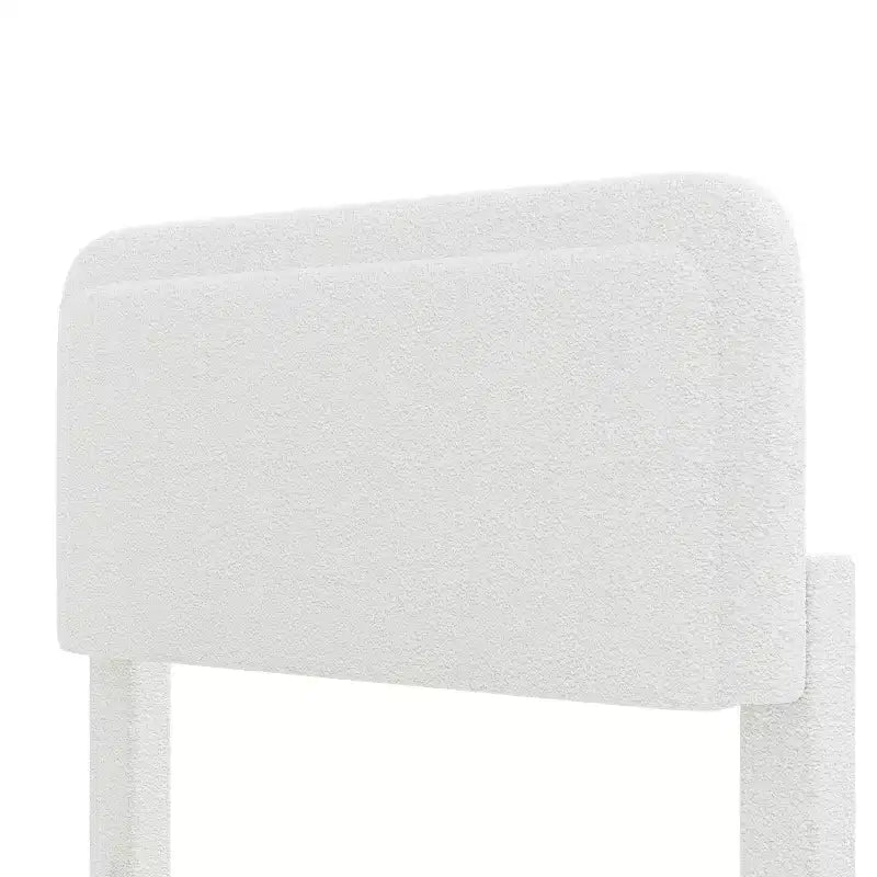 Cadre de lit plateforme rembourré Full/Queen avec tête de lit réglable en hauteur, lit bas en bouclé, blanc