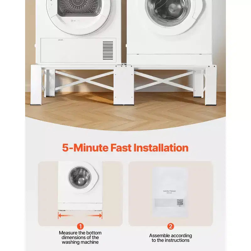 Piedestal de lessive, 12 po de hauteur, Socles pour laveuse et sécheuse d'une capacité de charge de 700 lb, Pieds antidérapants, 28,3 x 28,3 po, Paquet de 2, Blanc