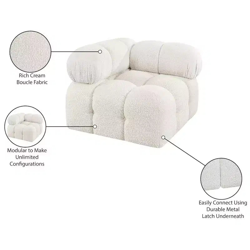 Fauteuil d'angle en tissu Boucle