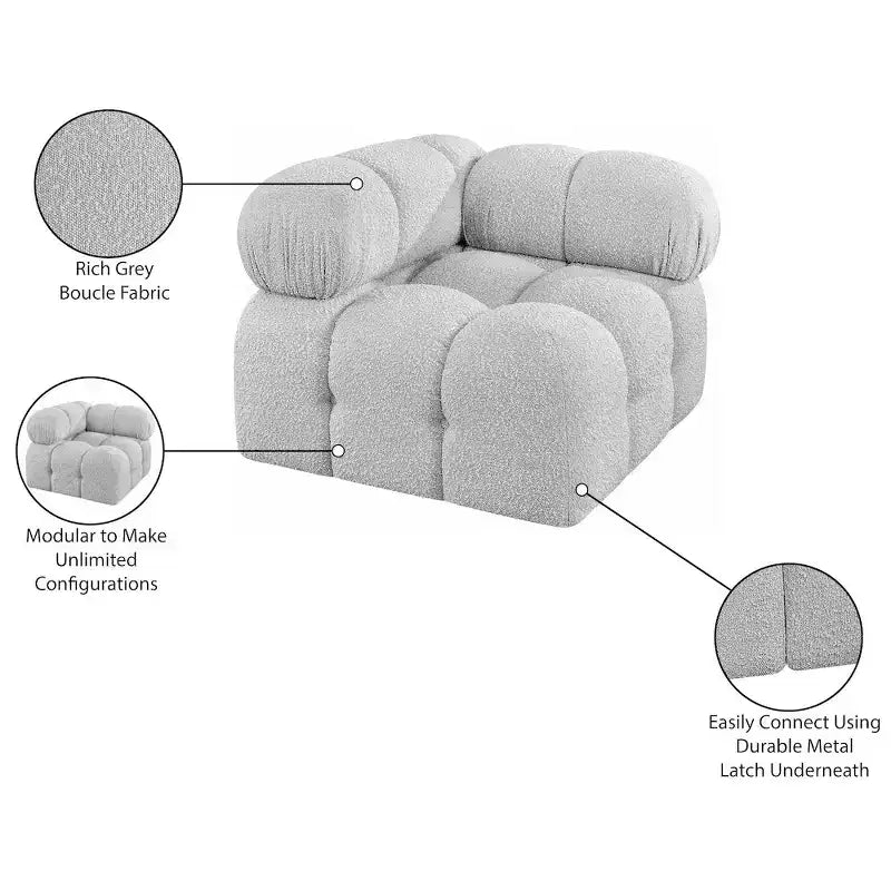 Fauteuil d'angle en tissu Boucle
