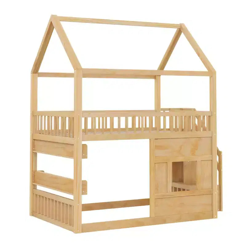 Lit mezzanine pleine grandeur avec lumière LED, lit mezzanine en bois avec étagères, lit mezzanine avec escalier, garde-corps et échelle pour filles et garçons