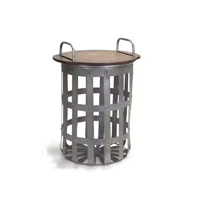 Tables d'appoint rondes grises et marron de 16 po