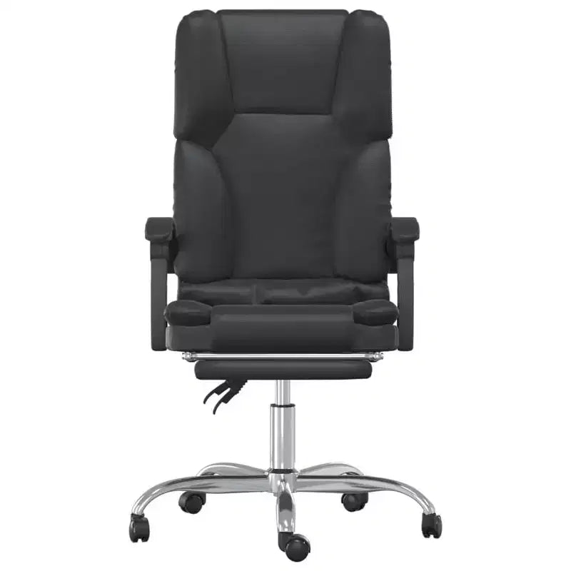 Fauteuil de bureau massant, similicuir noir, métal, contreplaqué, grande taille