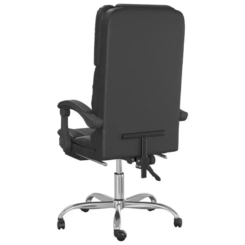 Fauteuil de bureau massant, similicuir noir, métal, contreplaqué, grande taille