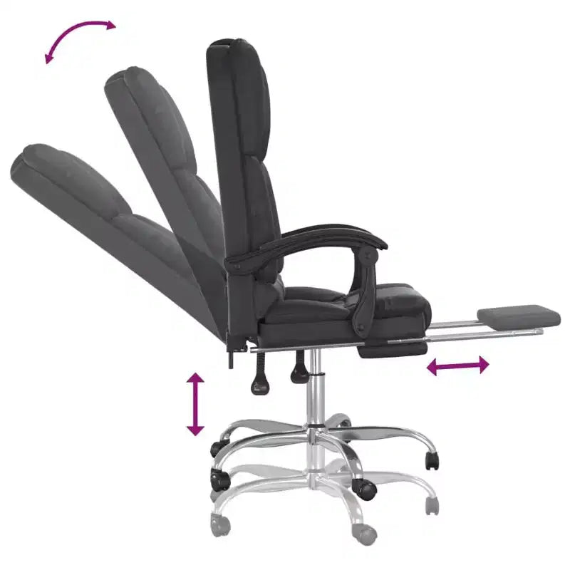 Fauteuil de bureau massant, similicuir noir, métal, contreplaqué, grande taille
