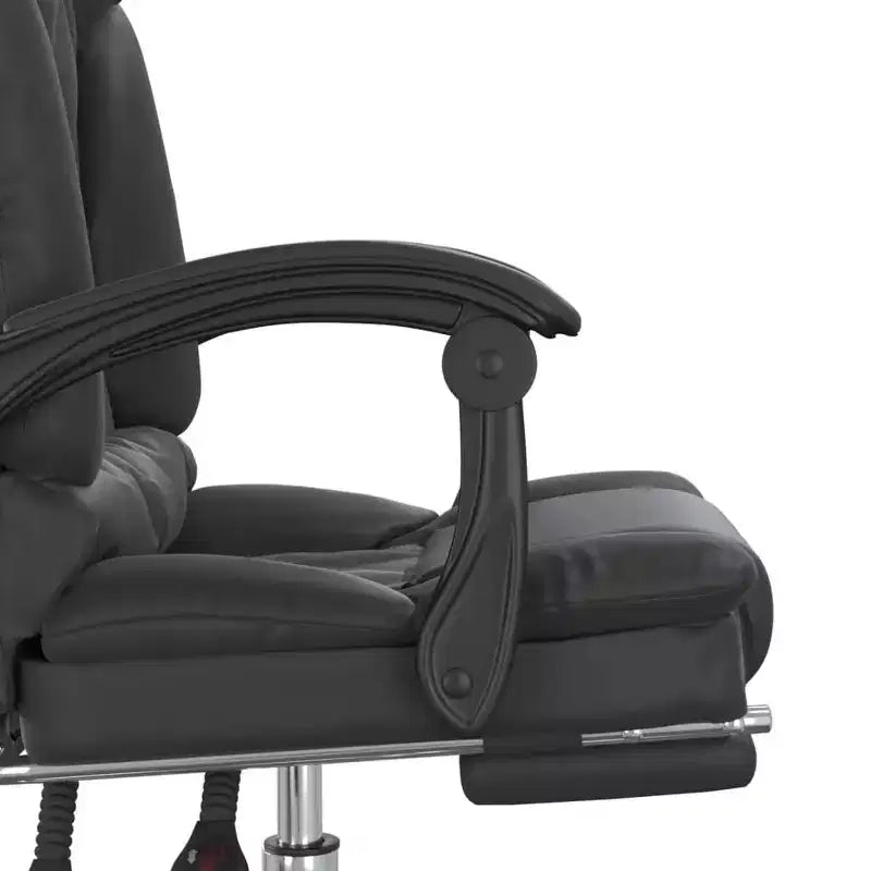 Fauteuil de bureau massant, similicuir noir, métal, contreplaqué, grande taille