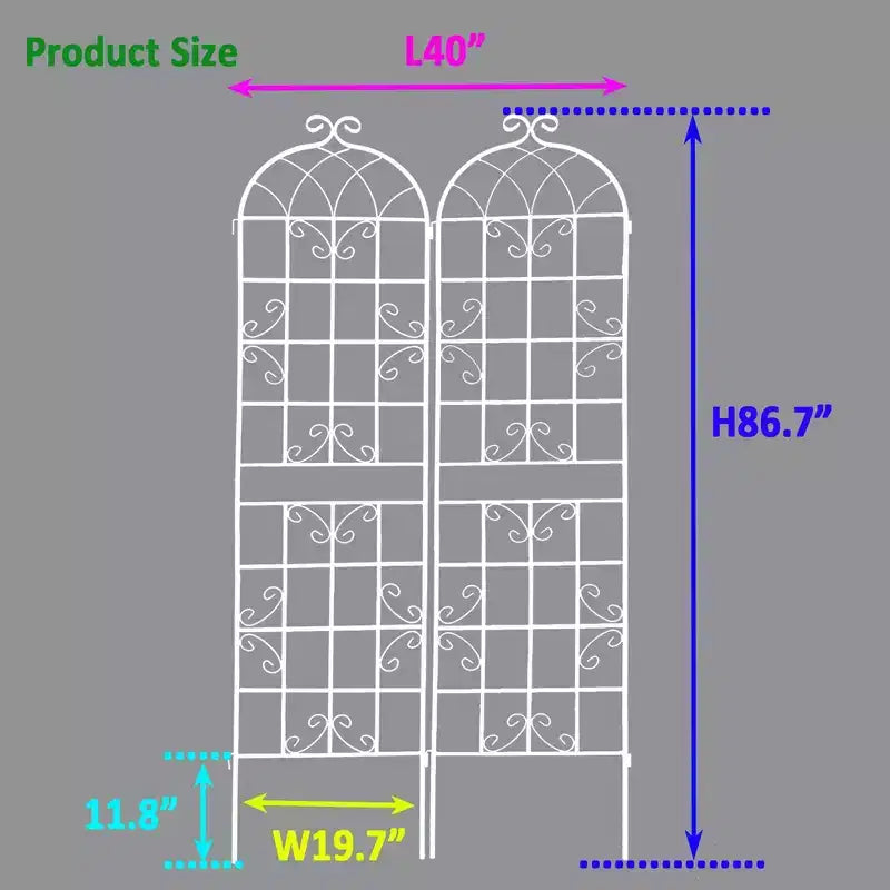 Lot de 2 treillis de jardin en métal noir antirouille de 220 x 50 cm pour plantes grimpantes