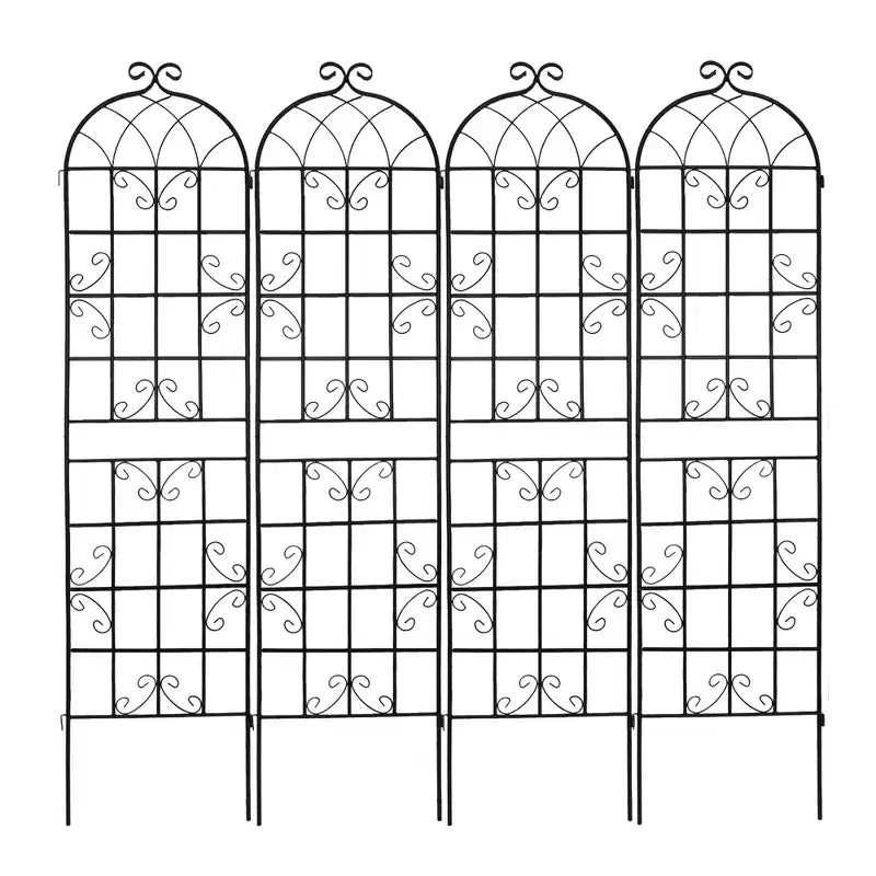 Lot de 2 treillis de jardin en métal noir antirouille de 220 x 50 cm pour plantes grimpantes
