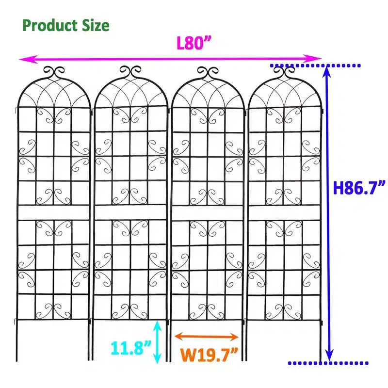 Lot de 2 treillis de jardin en métal noir antirouille de 220 x 50 cm pour plantes grimpantes