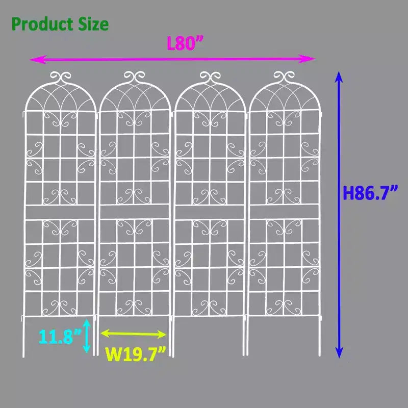 Lot de 2 treillis de jardin en métal noir antirouille de 220 x 50 cm pour plantes grimpantes