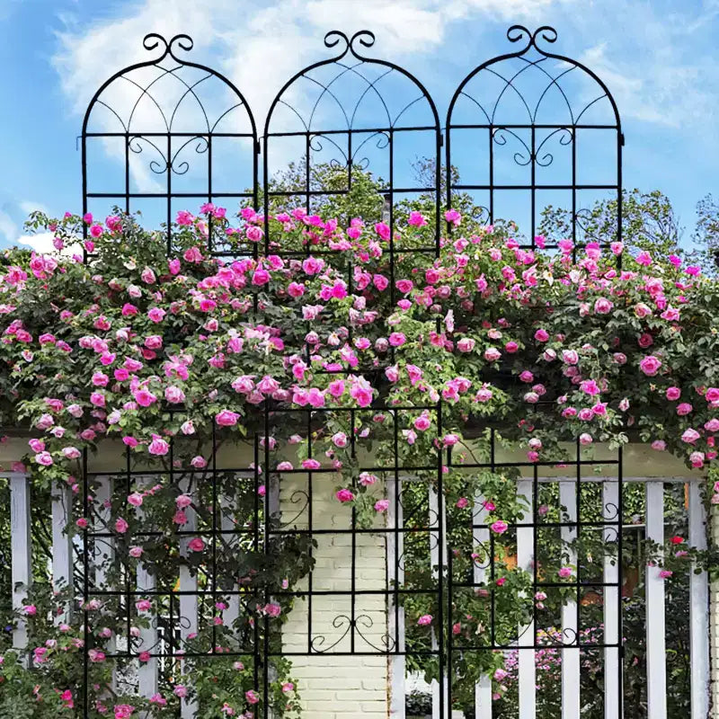 MAYEERTY 2 Pack 86.7 x 19.7 Black Rustproof Metal Garden Trellis for Climbing Plants