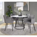 Table à manger ronde en MDF, piétement en métal noir / plateau blanc