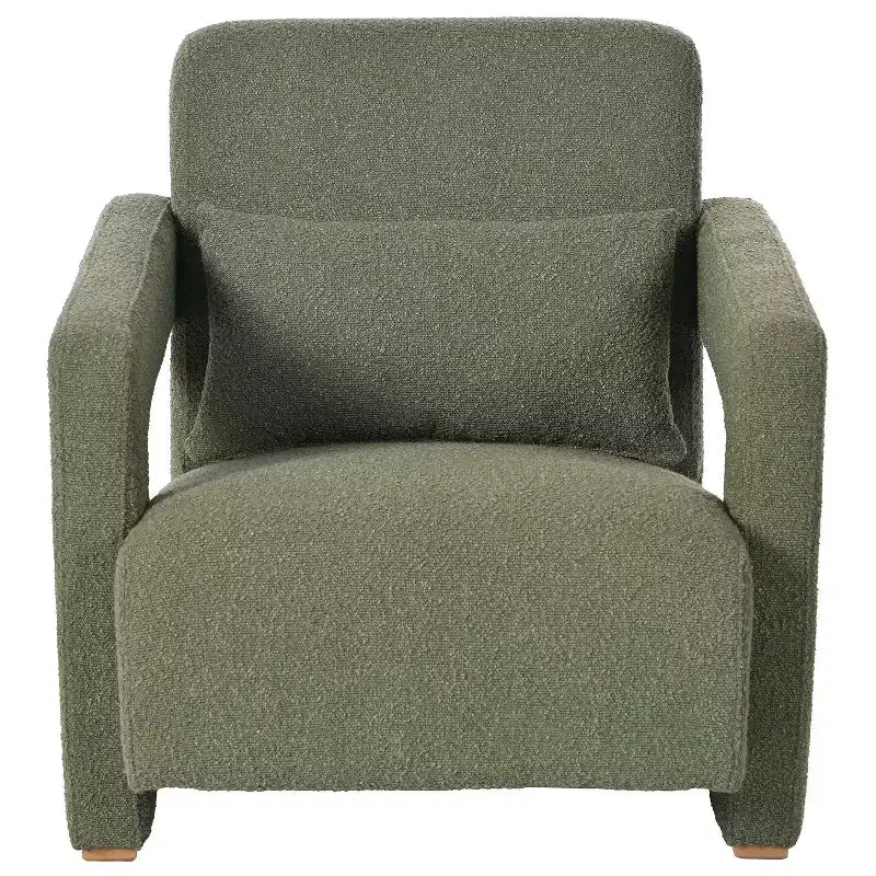 Fauteuil d'appoint en bois rembourré de 77 cm de large avec accoudoirs élégants à angle droit