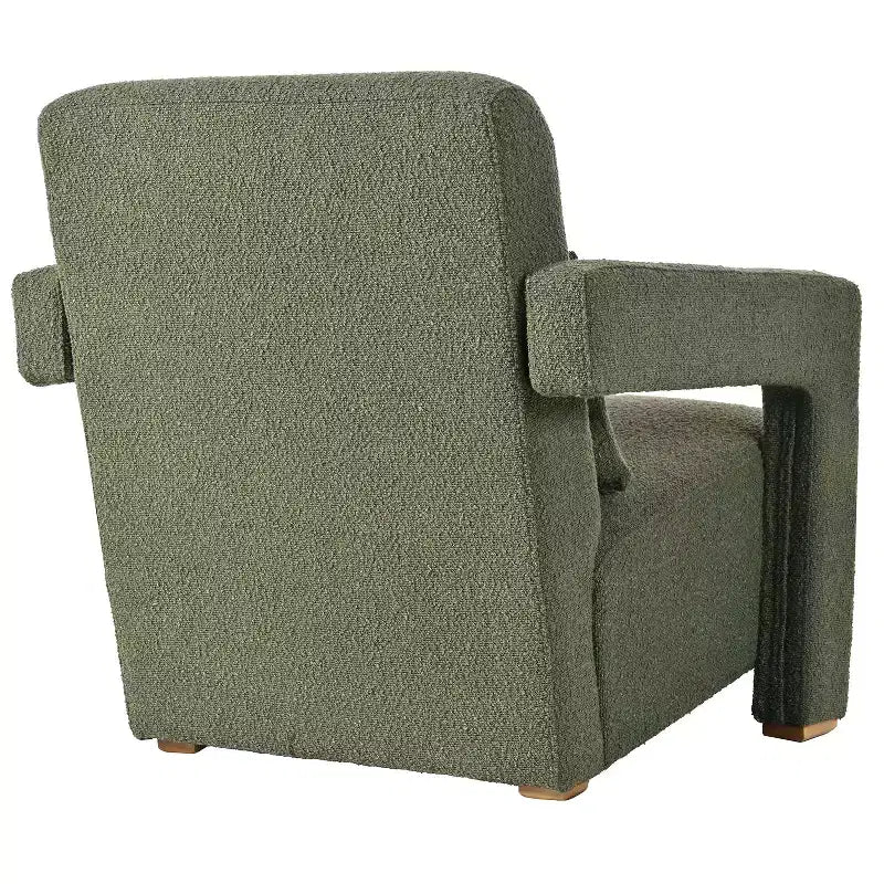 Fauteuil d'appoint en bois rembourré de 77 cm de large avec accoudoirs élégants à angle droit