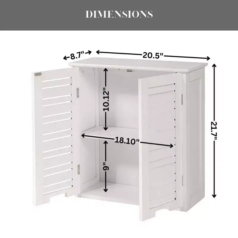 Armoire à pharmacie murale deux portes à persiennes 20,5 x 21,7 x 8,7 po en MDF avec étagère intérieure robuste
