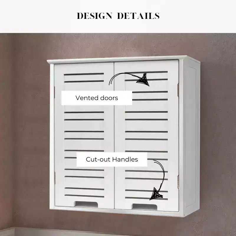 Armoire à pharmacie murale deux portes à persiennes 20,5 x 21,7 x 8,7 po en MDF avec étagère intérieure robuste