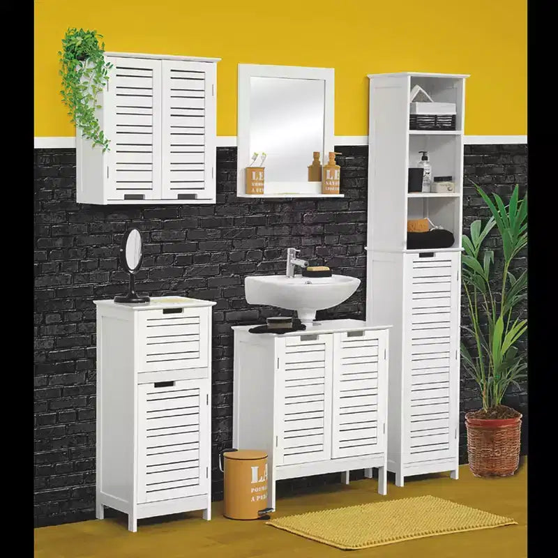Armoire à pharmacie murale deux portes à persiennes 20,5 x 21,7 x 8,7 po en MDF avec étagère intérieure robuste