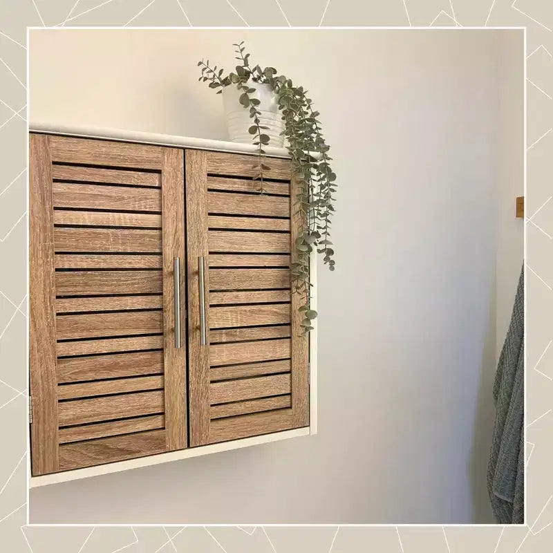 Armoire à pharmacie murale deux portes à persiennes 20,5 x 21,7 x 8,7 po en MDF avec étagère intérieure robuste