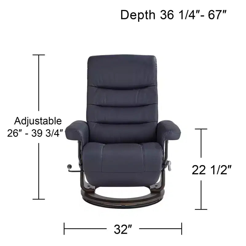 Fauteuil inclinable pivotant en similicuir bleu nuit réglable