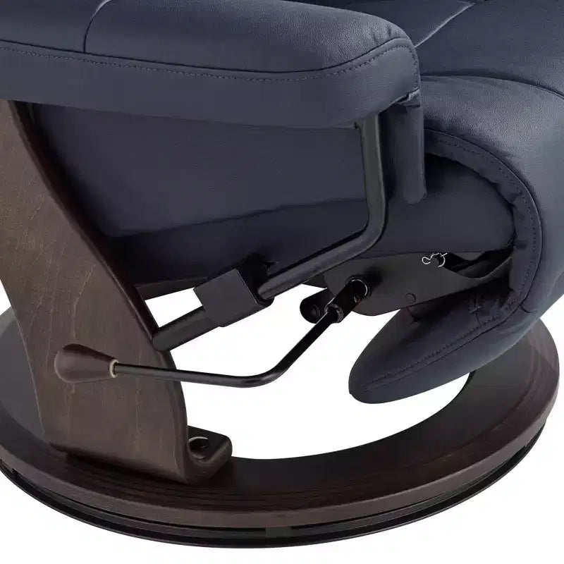 Fauteuil inclinable pivotant en similicuir bleu nuit réglable