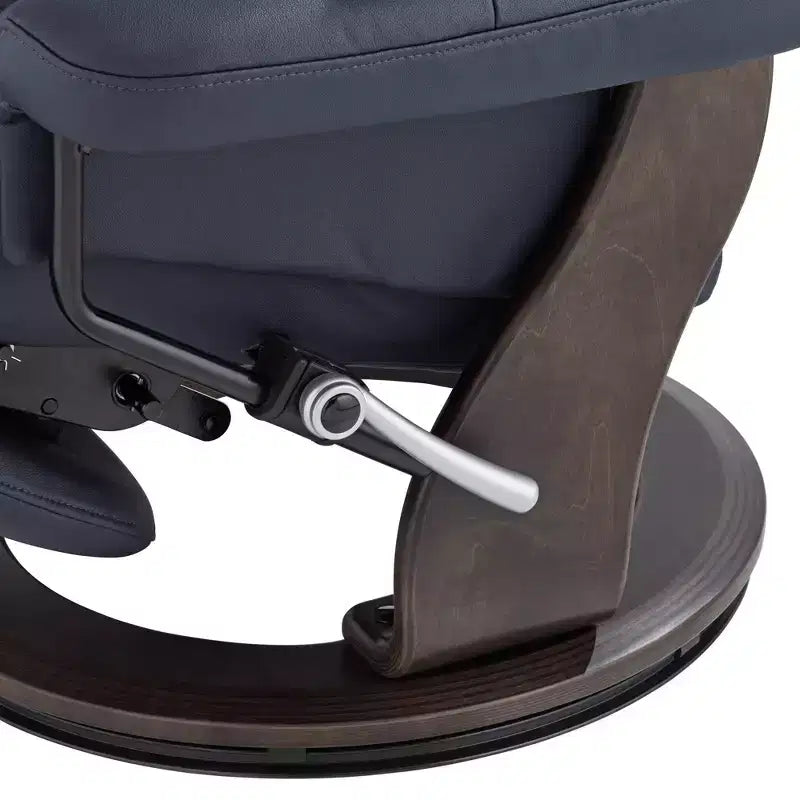 Fauteuil inclinable pivotant en similicuir bleu nuit réglable