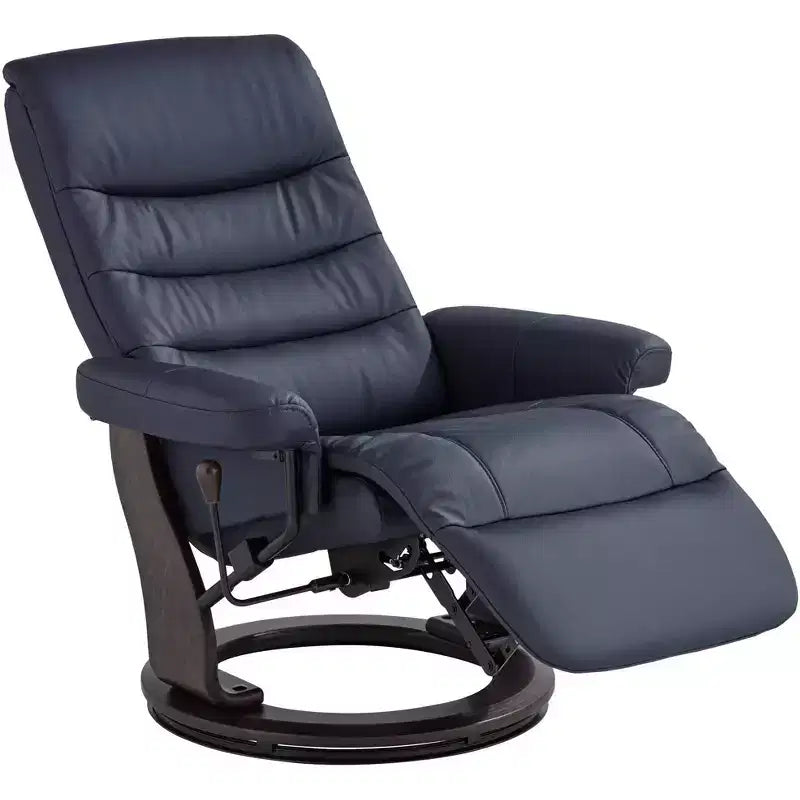Fauteuil inclinable pivotant en similicuir bleu nuit réglable